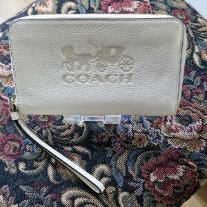 Coach Cream Leather Wristlet
